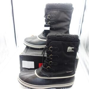 NEW SOREL Men's 9 1964 Pac Nylon Snow Duck Boots Shoes Black Ancient Fossil